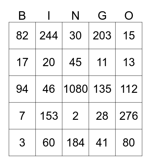 Bingo for class 2B Bingo Card