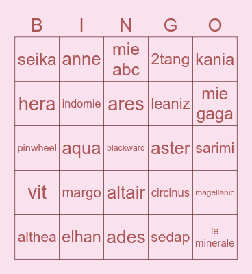 margo’s bingo Card