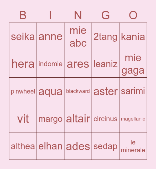 margo’s bingo Card