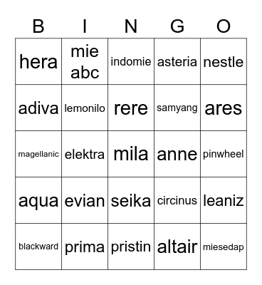 BINGONYA MILA Bingo Card