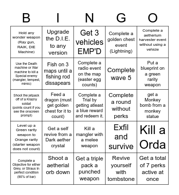Zombies outbreak bingo: Bingo Card