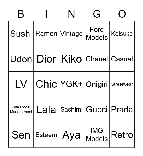 Punya Acha Bingo Card