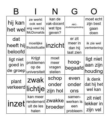 BESPREEKBINGO Card