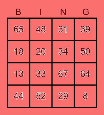 Summer Camp Bingo Card