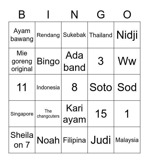 Daniel Bingo Card