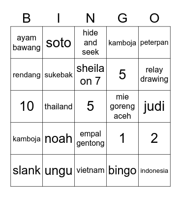 yiren! Bingo Card