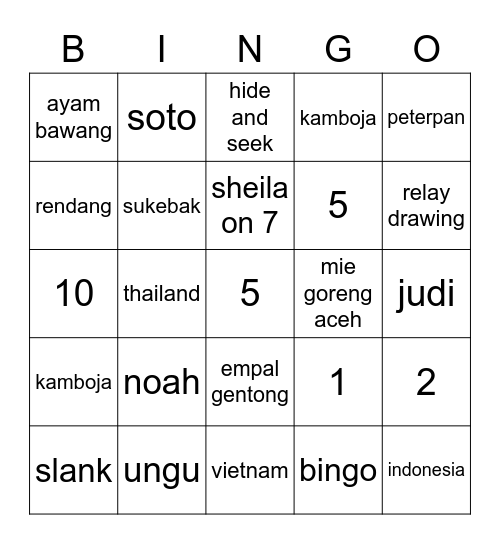 yiren! Bingo Card