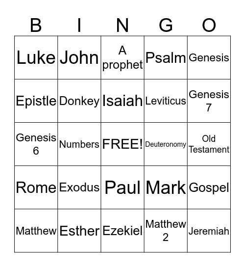 Bible Bingo Card
