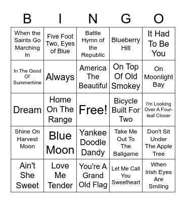 Music Bingo Card