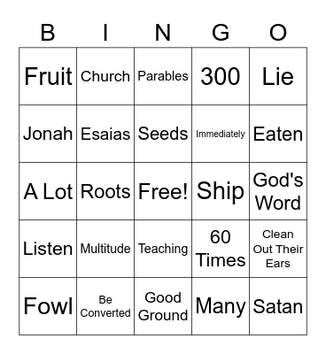 The Sower Bingo Card