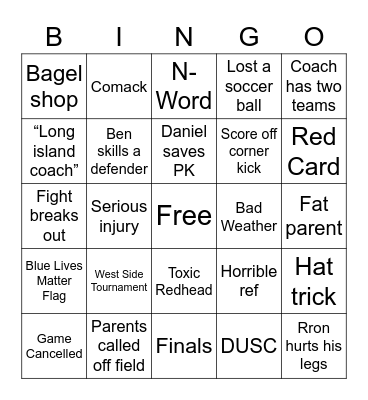 Long Island Tournament bingo Card