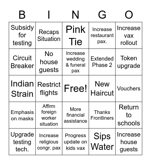 PM LEE ADDRESS Bingo Card