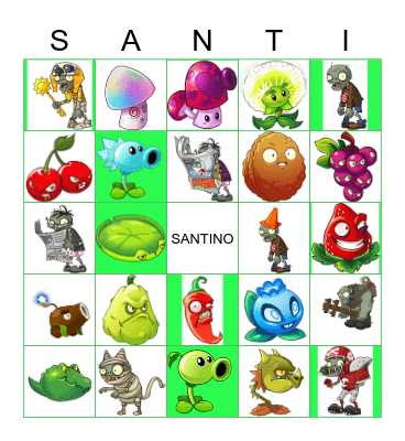 Plants Vs Zombies Bingo Card