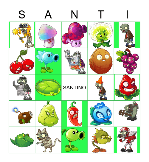 Plants Vs Zombies Bingo Card