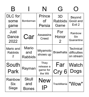 Ubisoft Bingo Card