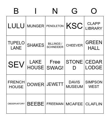 "Oh the places we'll go" Bingo Card