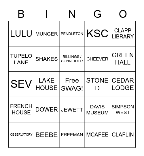 "Oh the places we'll go" Bingo Card