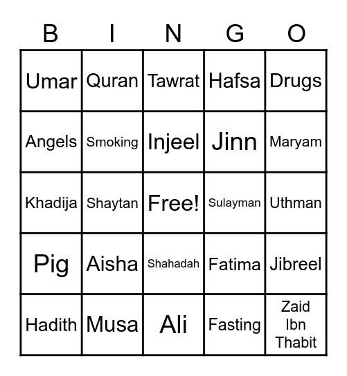 6B Islamic Studies Bingo Card