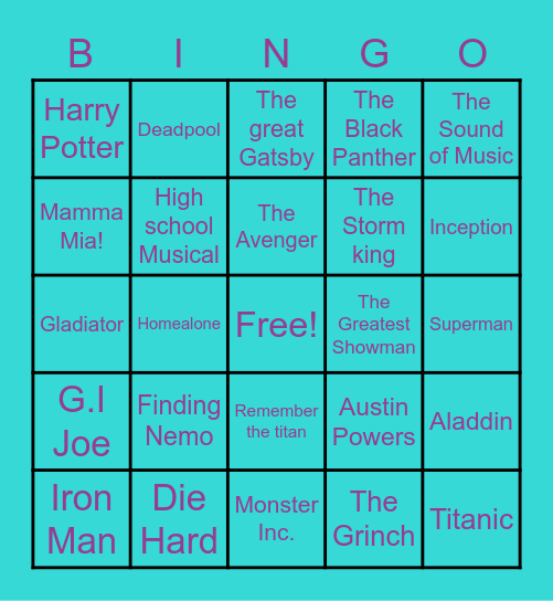 Movies Bingo Card