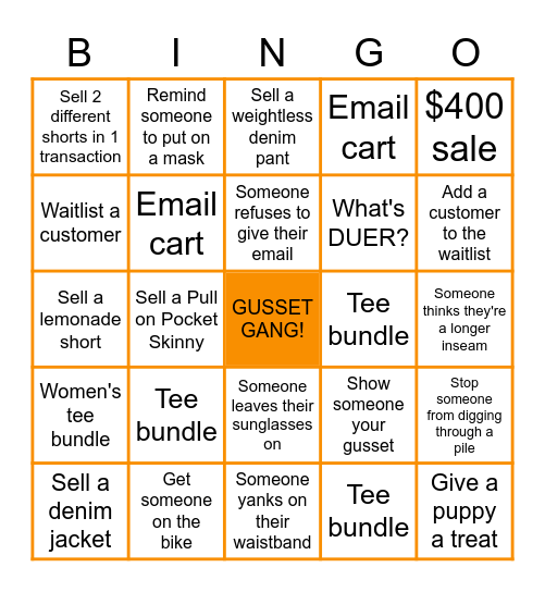 DUER Summer Bingo Card