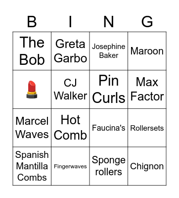 Hair & Makeup Bingo Card