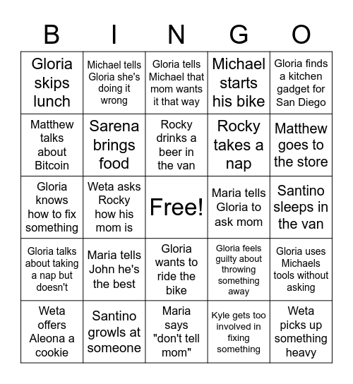 Rocky Bingo Card