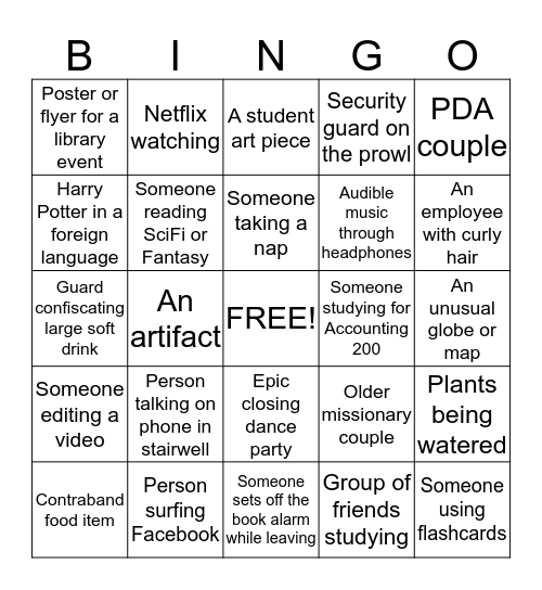 BYU Library BINGO Card