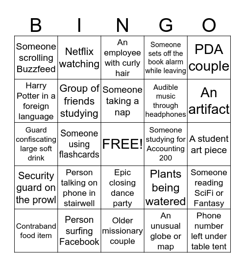 BYU Library BINGO Card