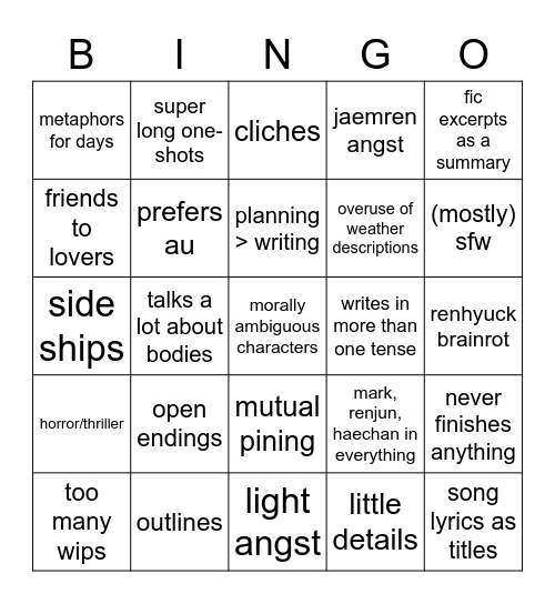 bex bingo Card