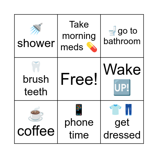 Morning Routine Bingo Card