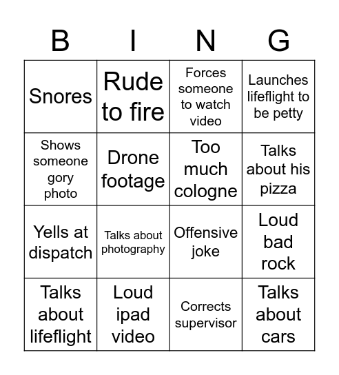 Abs and Elias Work Bingo Card