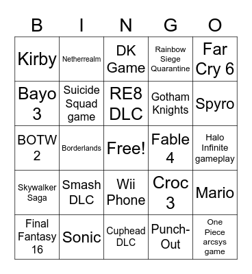 E3 Bingo Board 2021 Bingo Card