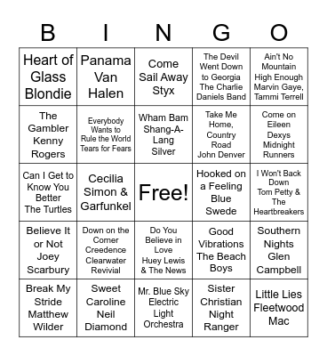 Nate's Music BINGO #1 Bingo Card
