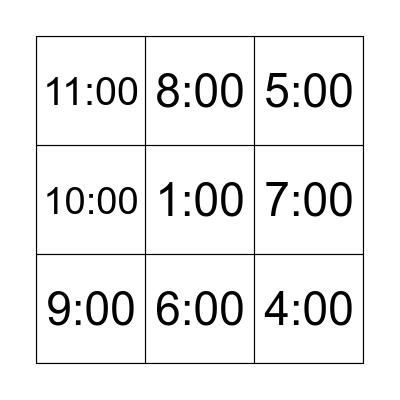 4.6.1 What Time Is It? Bingo Card