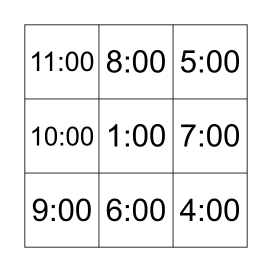 4.6.1 What Time Is It? Bingo Card