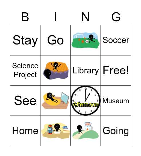 Lesson 5: I'm Going to See a Movies Bingo Card