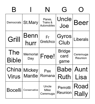 Papa Bingo Card