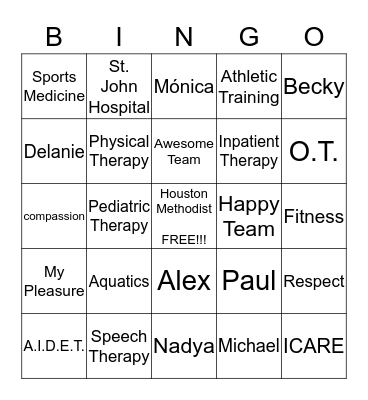 Orthopedics & Sports Medicine Bingo Card