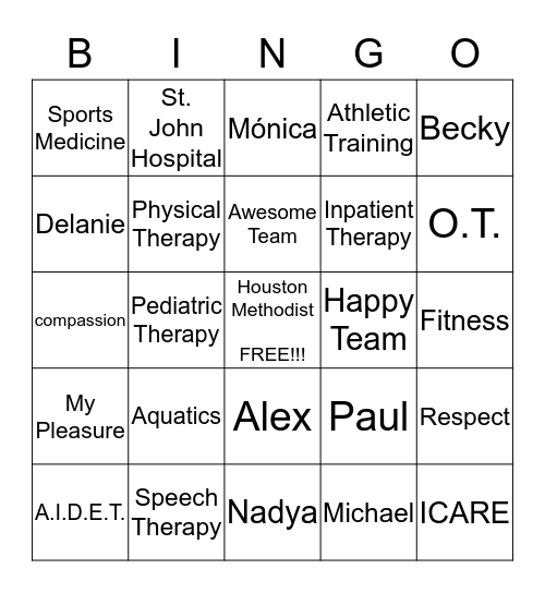 Orthopedics & Sports Medicine Bingo Card