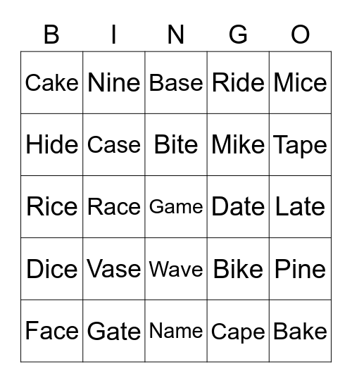 Phonics bingo Card