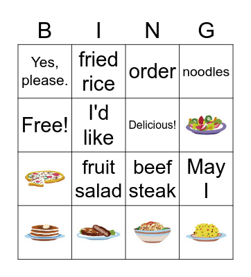 Lesson 5: I'd Like Friend Rice Bingo Card