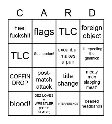 AEW Double Or Nothing c-a-r-d Bingo Card