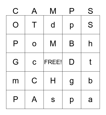 Alphabet Bingo Card