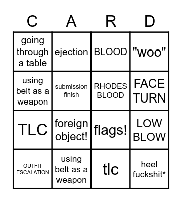 AEW Double or Nothing Bingo Card