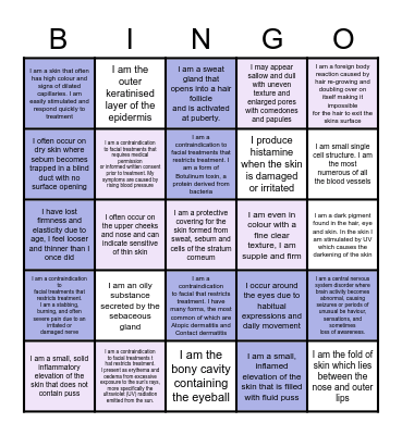 Facial Bingo Card