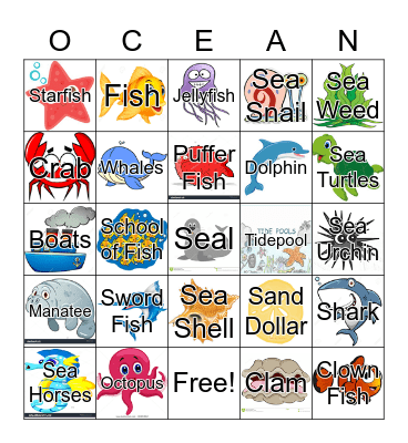 Ocean Bingo Card