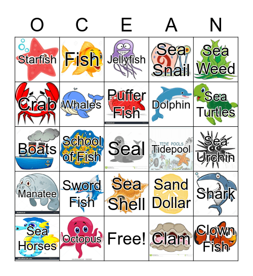 Ocean Bingo Card