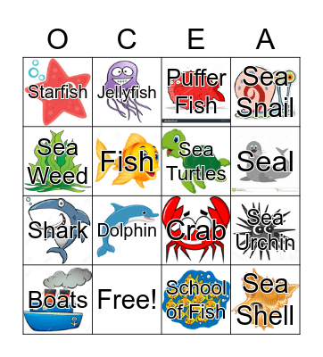 Ocean Bingo Card