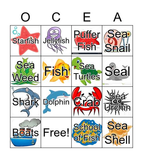 Ocean Bingo Card