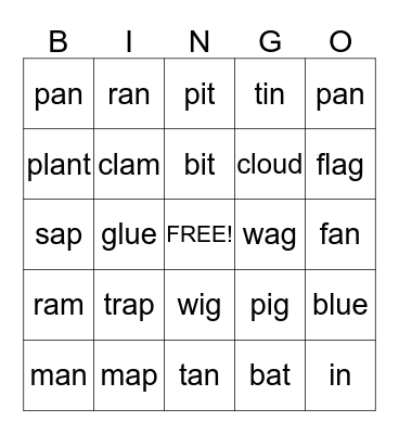 Blending Bingo Card